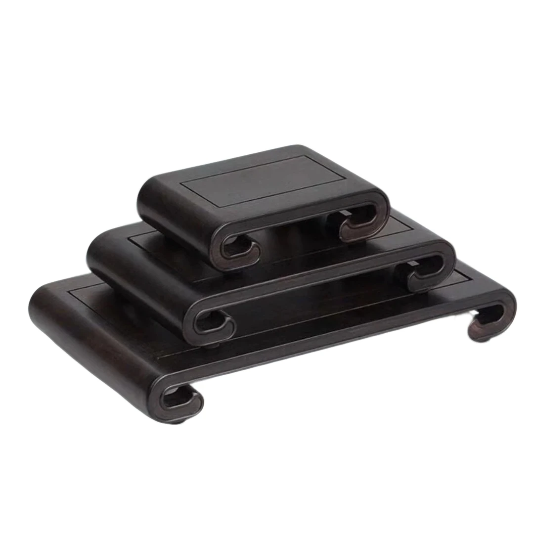 D15　紫光檀圆勾书卷底座家用