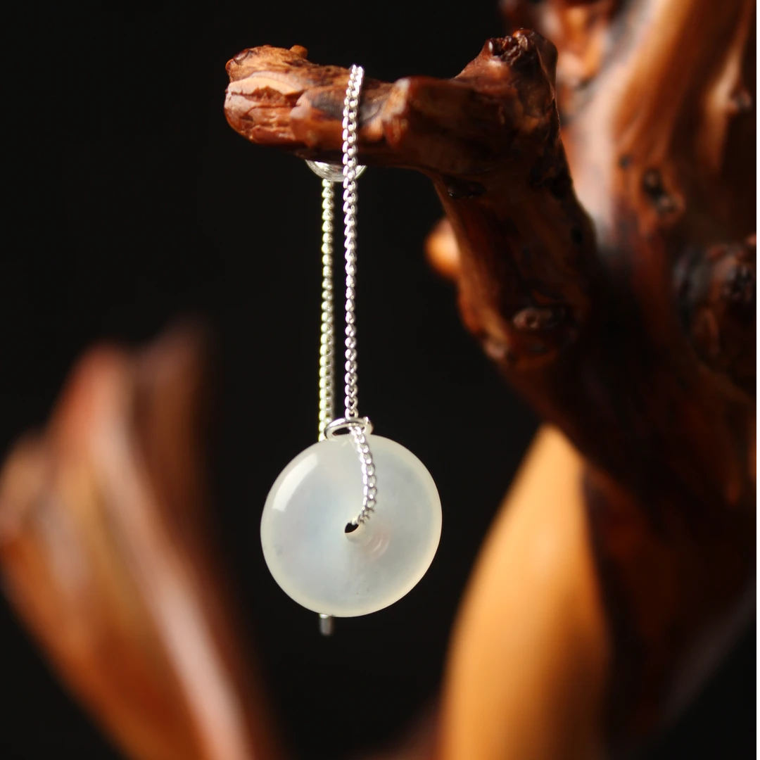 【岫玉平安扣】天然岫玉 冰料 冰透耳饰 S925银耳坠 耳线 中式耳饰