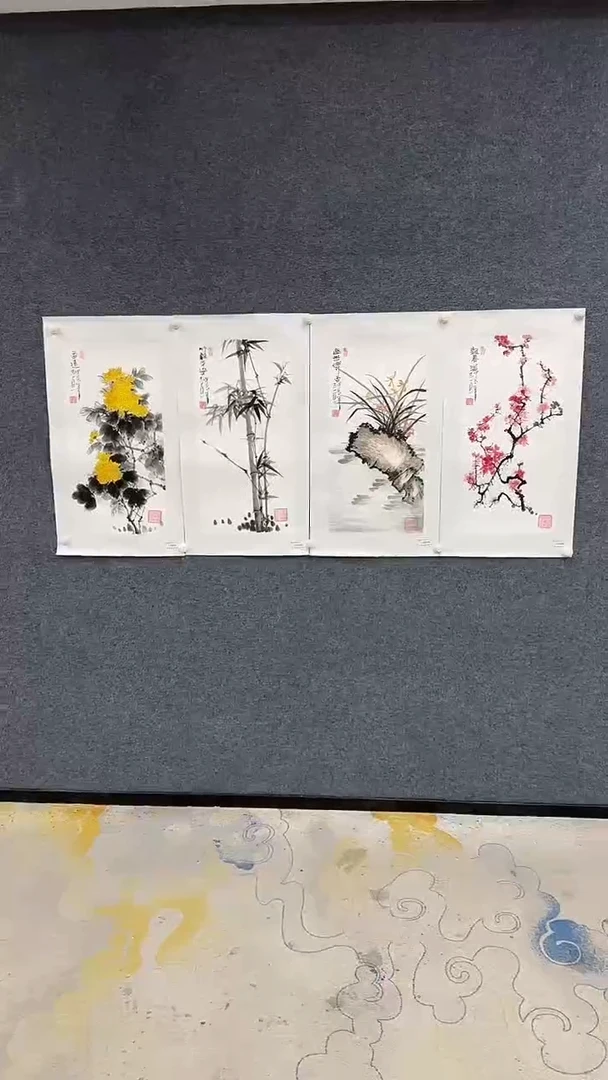 国画9.26-严选-郑志宗原作-梅兰竹菊四条屏-J08