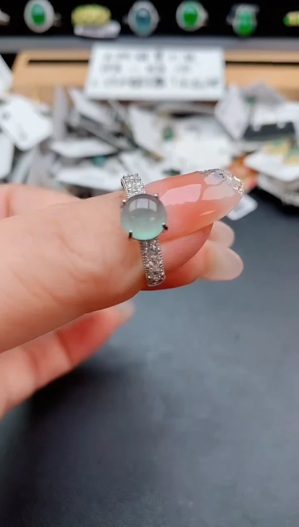 银S925镶嵌戒指翡翠1