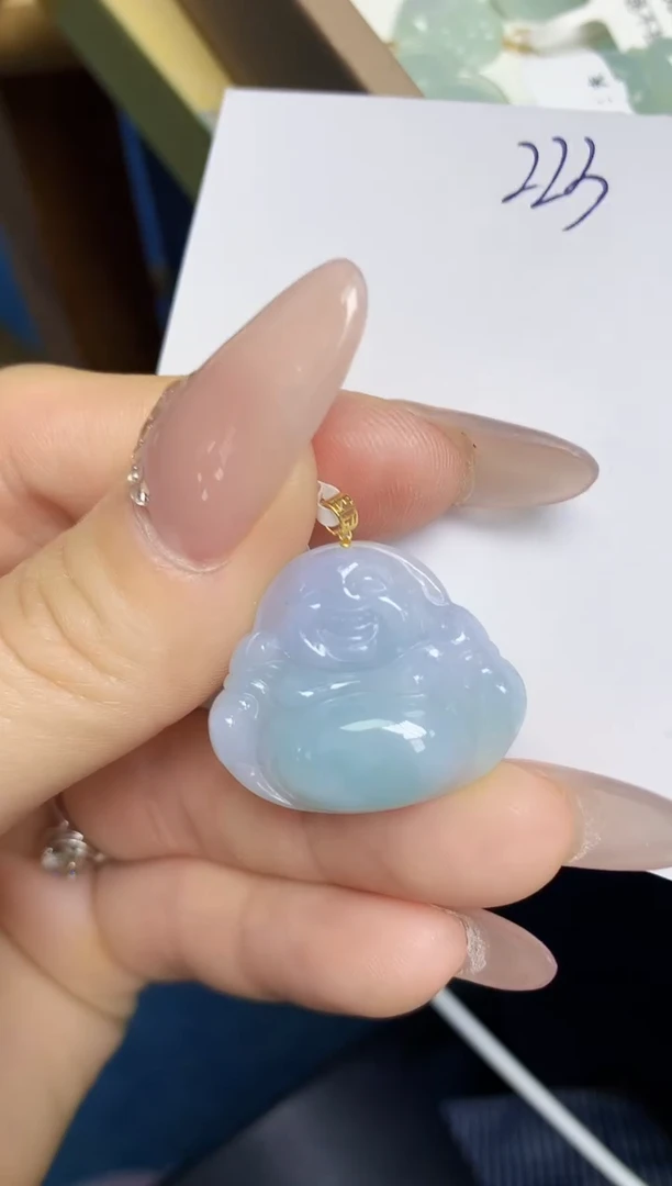 翡翠18K金镶嵌颈饰天然翡翠A货