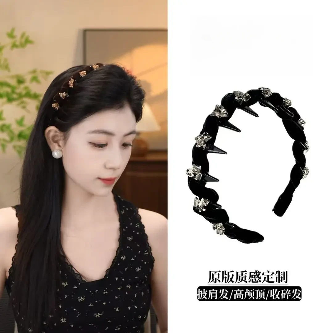 小懿家甄选洋气网红黑色带齿波浪头箍百搭高颅顶轻奢发箍发卡头饰