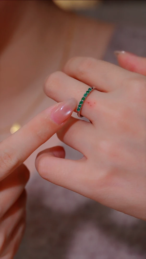 【闪购商品】祖母绿戒指银S925镶嵌多样性发@@