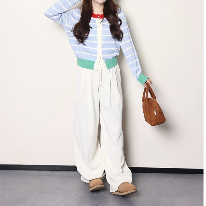 QC杨杨【秋日彩虹糖】微胖大码女秋百搭显瘦童趣撞色毛衣ZY409F37