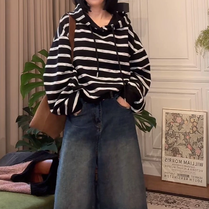 ZUOXIAOQI条纹帽衫21（衣长64-68/胸围140)