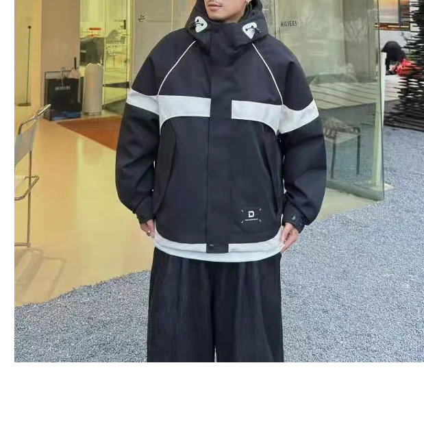 美式工装加厚羽绒服男冬季户外三防保暖冲锋衣拼色连帽外套69021