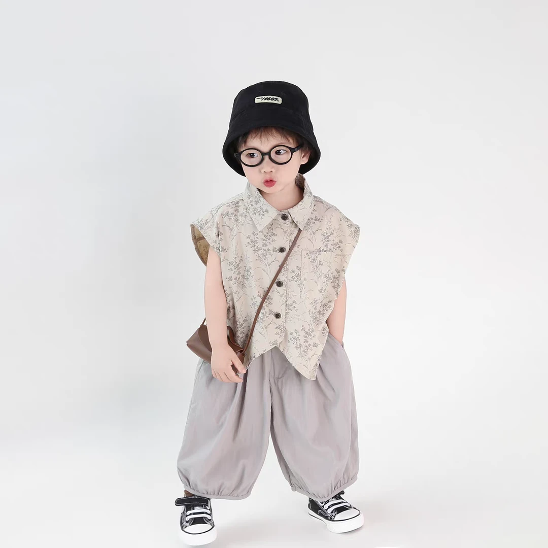 男童防蚊裤套装灯笼裤子2025夏季天丝九分裤男女宝宝韩版宽松