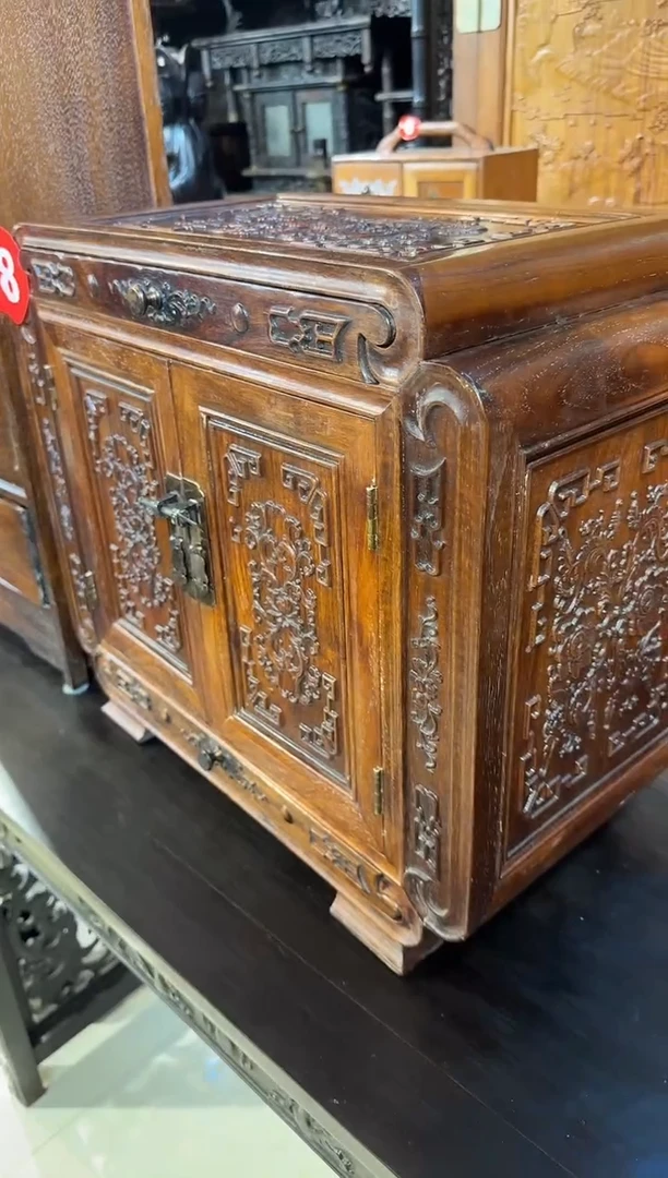 【闪购商品】木木艺黄花梨雕刻牡丹花开百宝柜2980.888