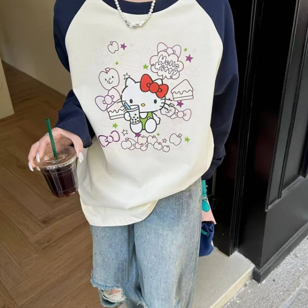 YANGHAIYANG奶茶猫猫插肩袖上衣