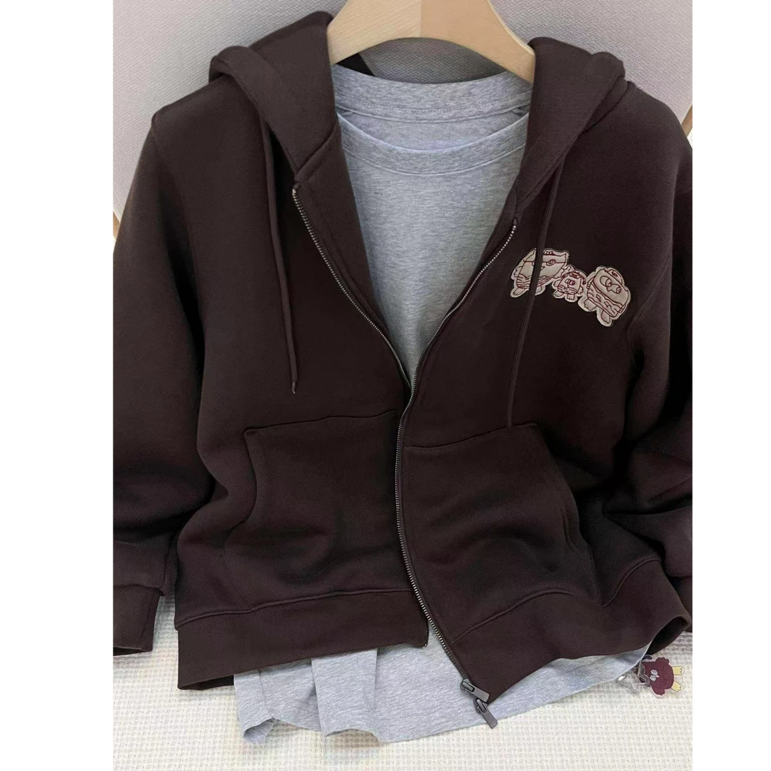 Pada.嘻CF【猫头鹰之家】休闲 慵懒连帽外套加绒 24074 Hi Fortune