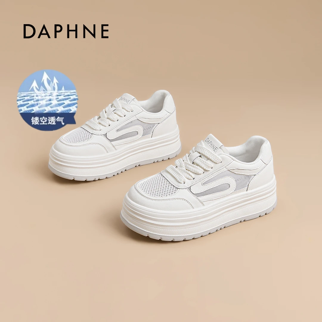 达芙妮时尚休闲鞋女鞋2025秋季新款透气网面软底百搭运动小白鞋AM