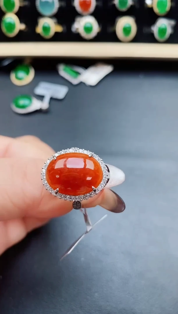 翡翠戒指银S925镶嵌50850