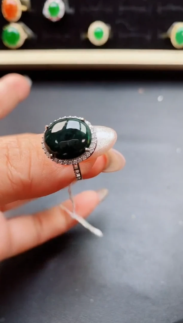 翡翠戒指银S925镶嵌5080550