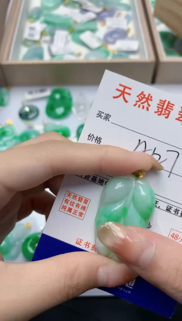 颈饰18K金镶嵌翡翠天然A货缅甸翡翠百元以上9元证书费自理