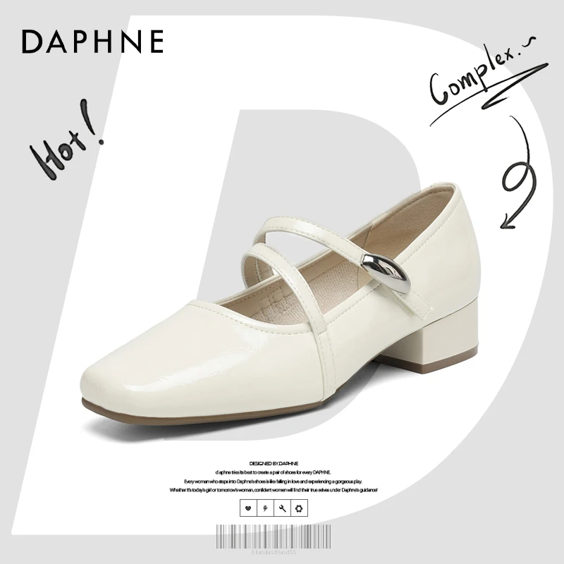 达芙妮网红爆款绝美玛丽珍鞋女款2025夏季方头粗跟配裙子浅口单鞋