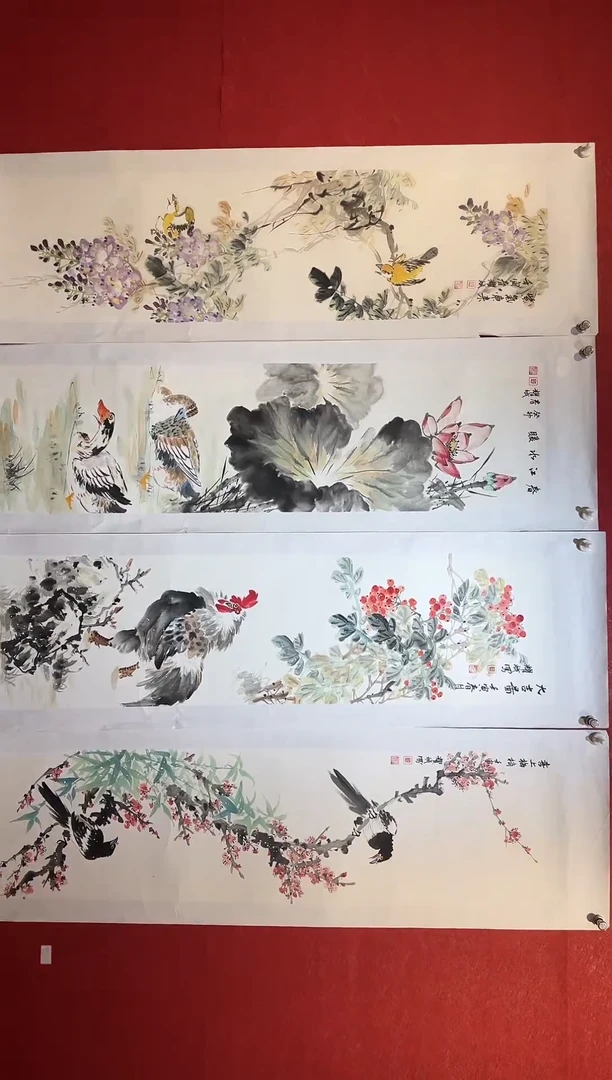 【闪购商品】国画国画/绘画/3.5-四条屏HM128-2