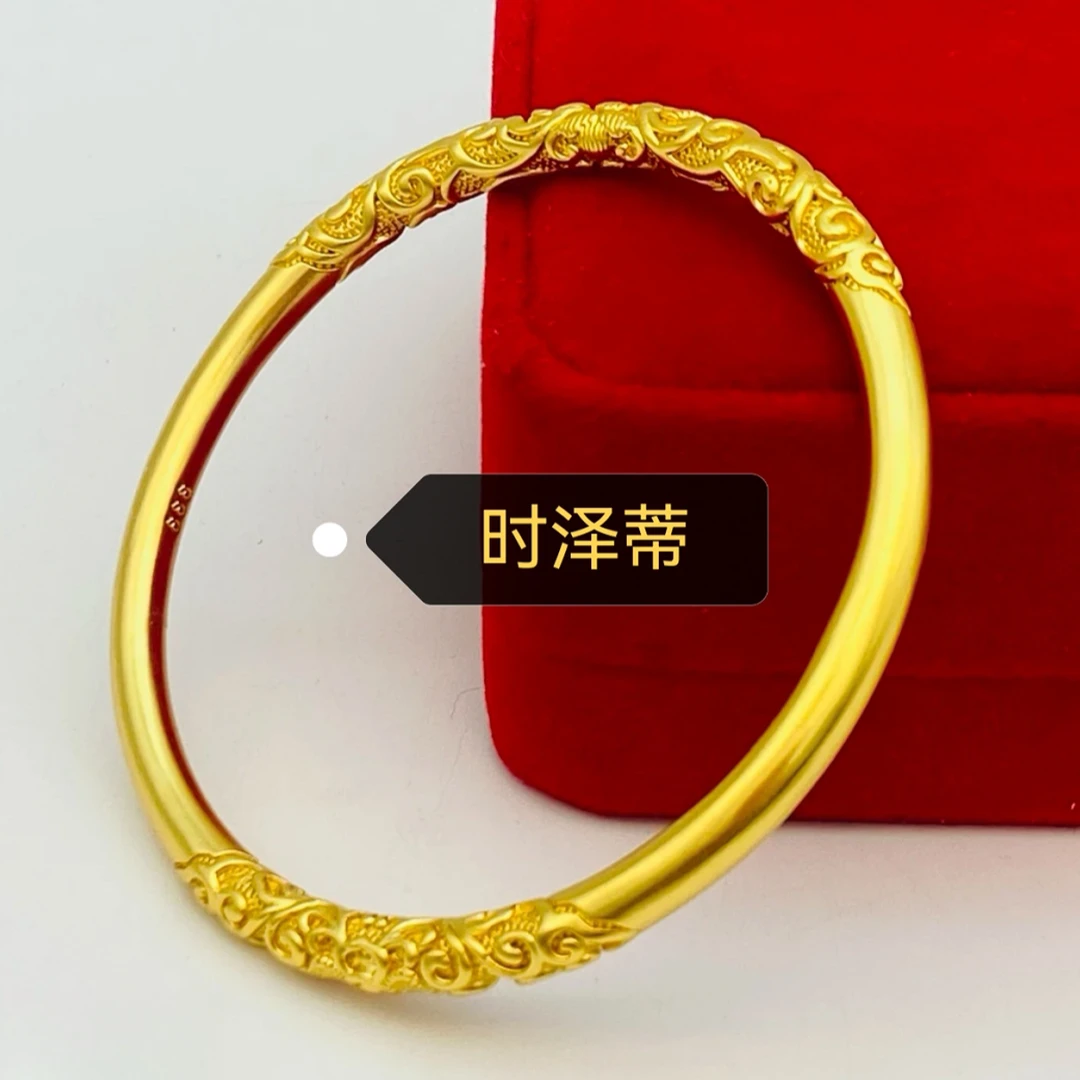 铜合金手镯 精工卷草纹手镯女款时尚百搭复古古法传承精美素款