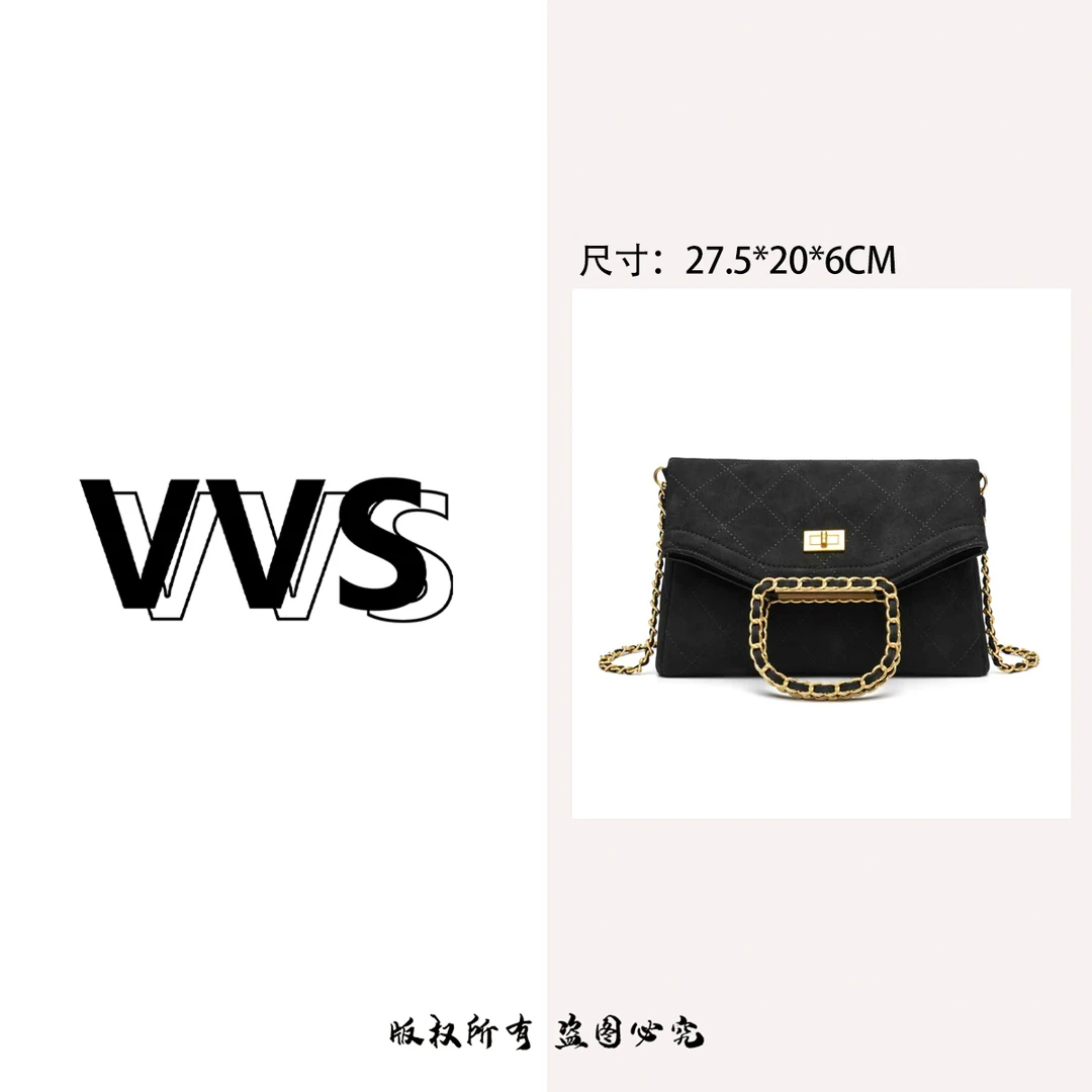 卡尔 蔻斯小香风菱格链条信封包CK251130A黑色