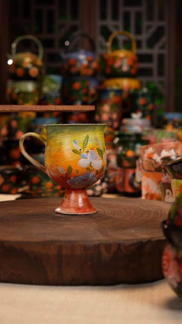 油画  手绘釉下彩