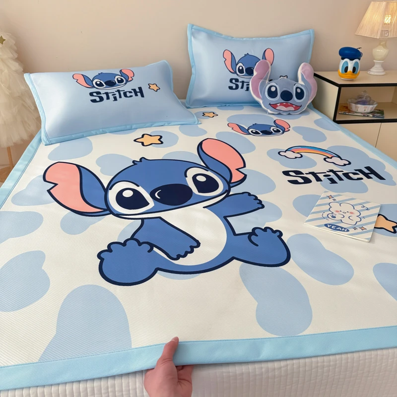 迪士尼夏季A类抗菌冰丝凉席绑带款三件套单人凉感空调软席可机洗