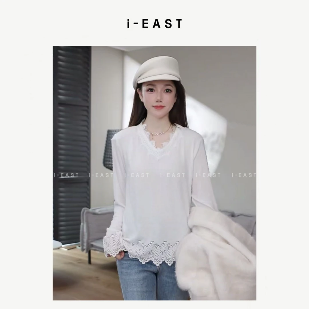 i-EAST NN 繁华协奏~秋冬百搭时尚设计感长袖T恤上衣-5D SY9794