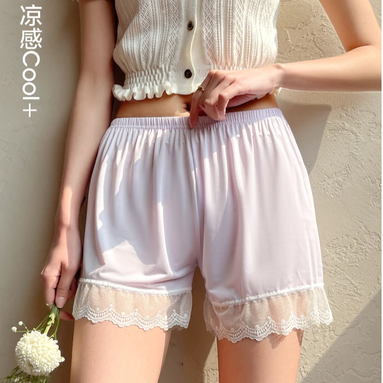美亦姿安全裤女夏季防走光宽松无痕大码薄款外穿蕾丝花边打底短裤