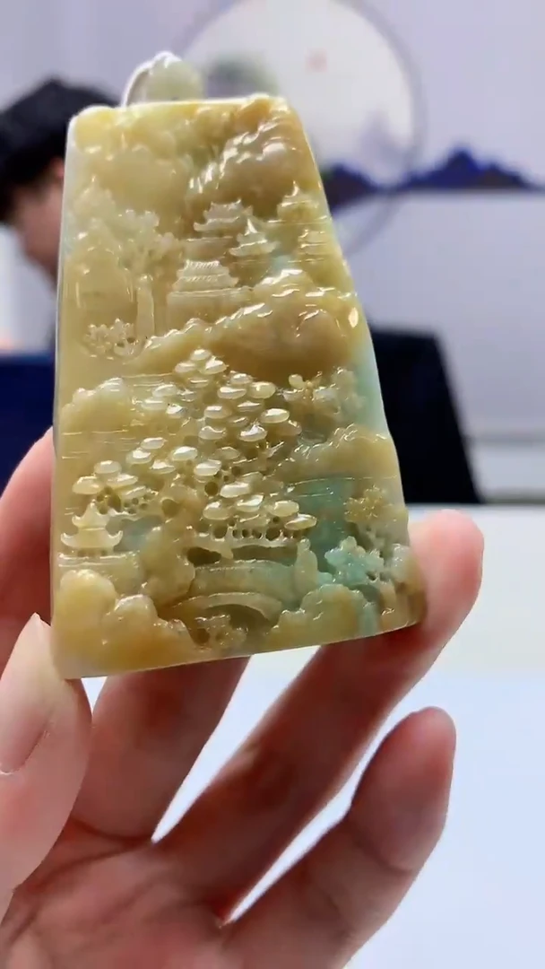 【闪购商品】定制翡翠未镶嵌5060zm-毛货挂件山水31