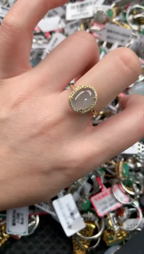 银S925镶嵌戒指翡翠444-4