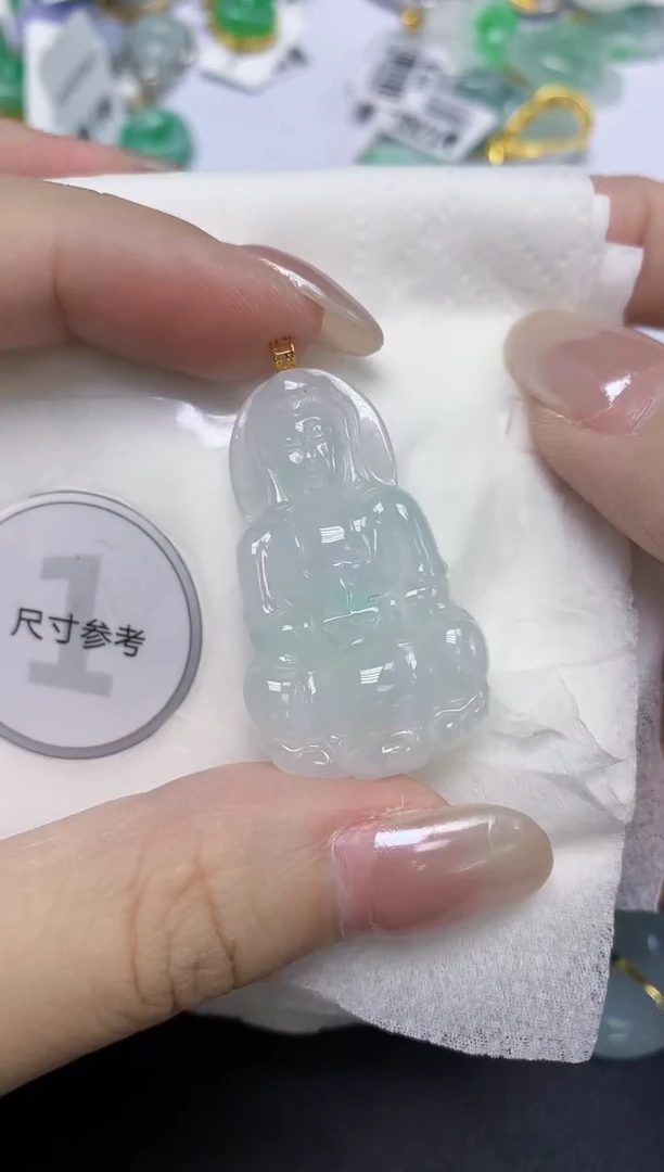 颈饰18K金镶嵌翡翠天然缅甸翡翠A货百元以上9元证书费自理