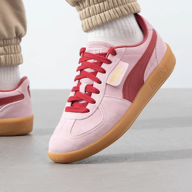 【达人专属】彪马女鞋2025新款粉色翻毛皮拼接休闲鞋德训鞋396463