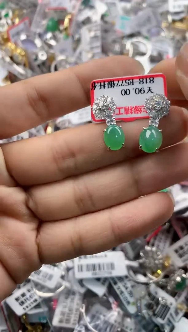 银S925镶嵌戒指翡翠101010---6
