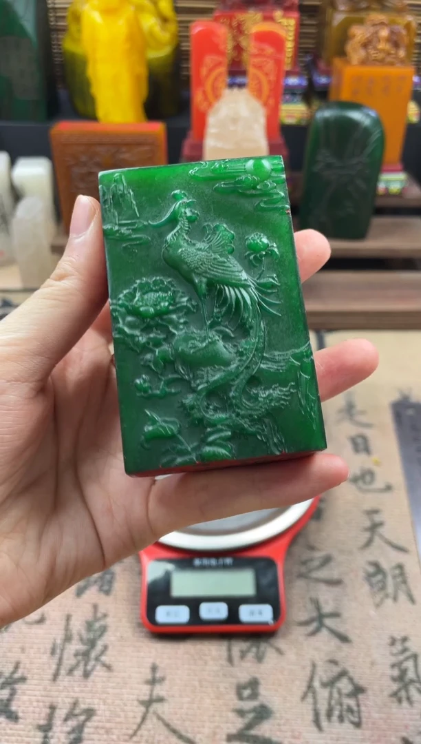 寿山石印石雅安绿丹凤朝阳