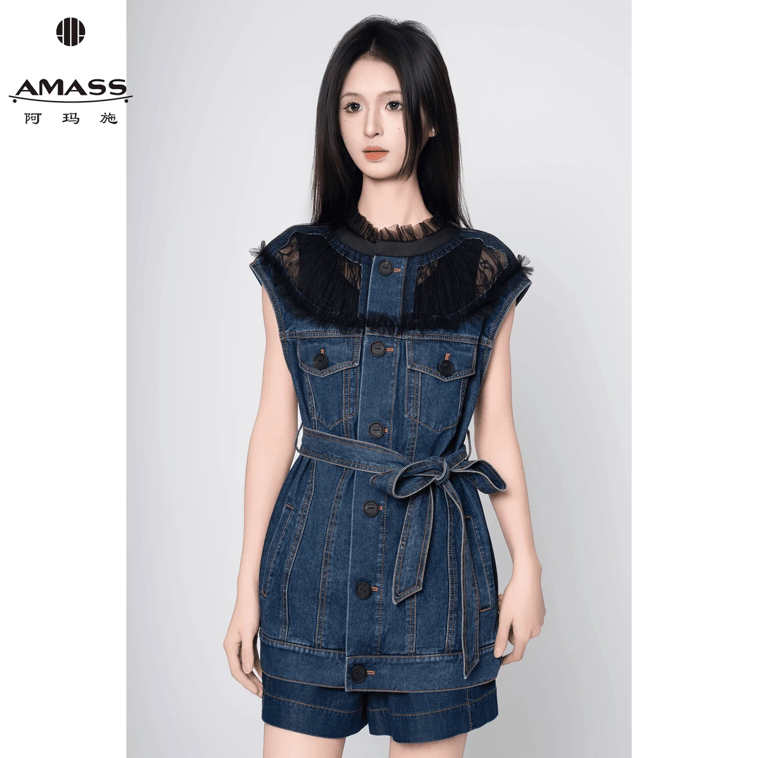 AMASS/阿玛施春夏新款气质显瘦复古时尚百搭收腰牛阿玛施毛毛外套