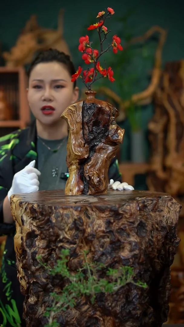 枣木雷击枣木小口瓶
