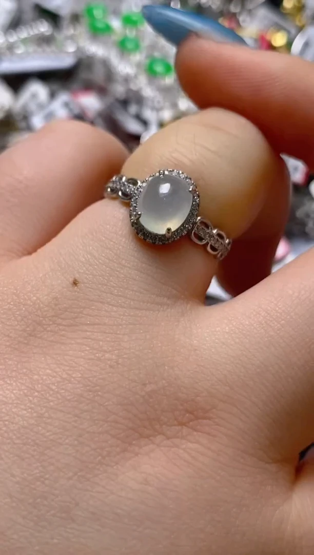 银S925镶嵌戒指翡翠百内无证书