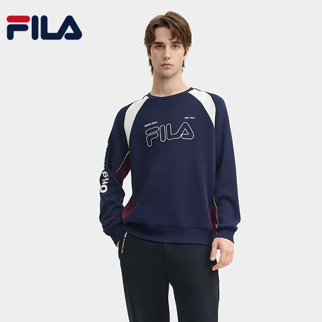 FILA斐乐卫衣【时尚大标】休闲男装冬潮流拼色圆领上衣F11M449201F