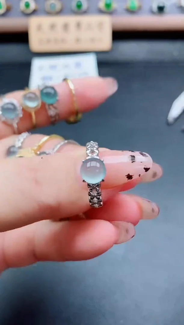 银S925镶嵌戒指翡翠1