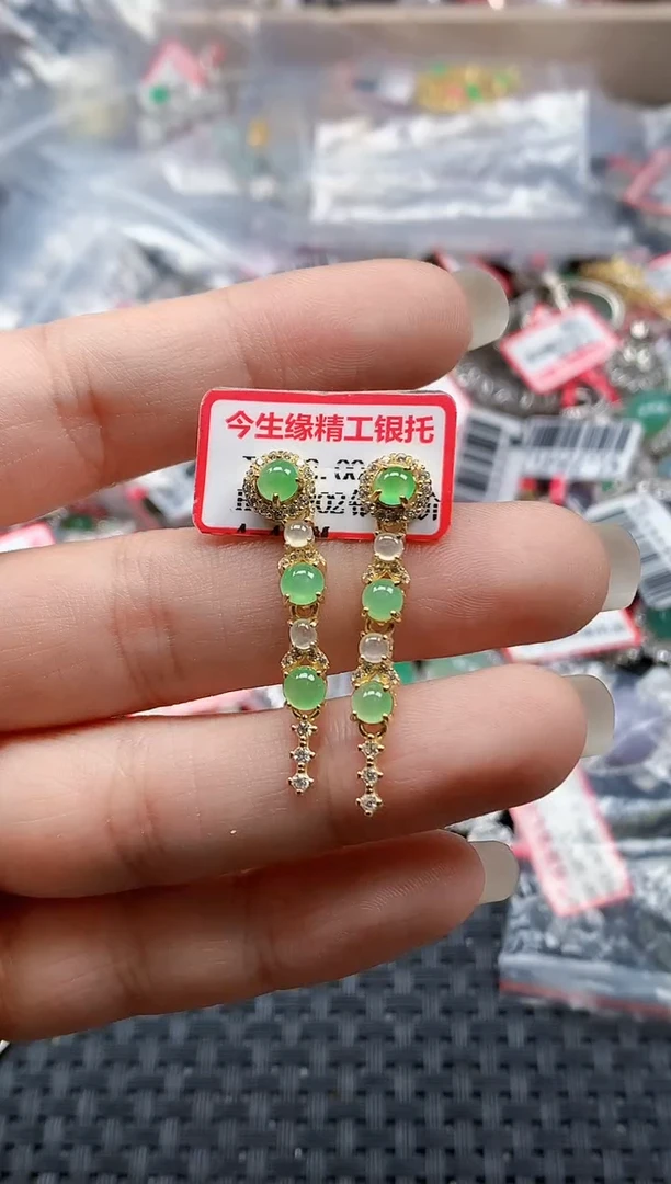 银S925镶嵌戒指翡翠天然A货缅甸翡翠