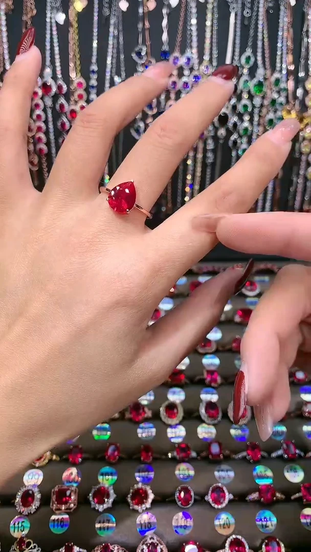 【闪购商品】红宝石戒指银S925镶嵌玫瑰金