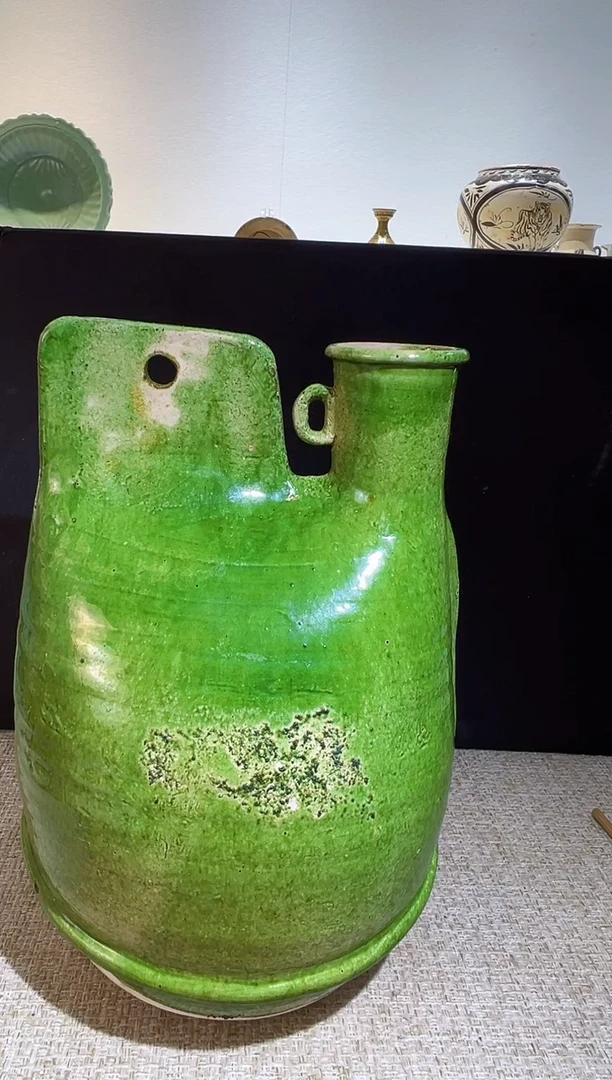 【闪购商品】杯缸瓦窑绿釉皮囊壶-汉承文化