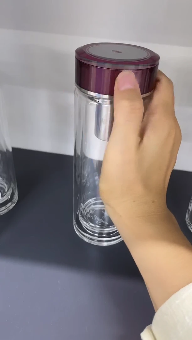 高硼硅玻璃盖子款万象双层v172-350ml红
