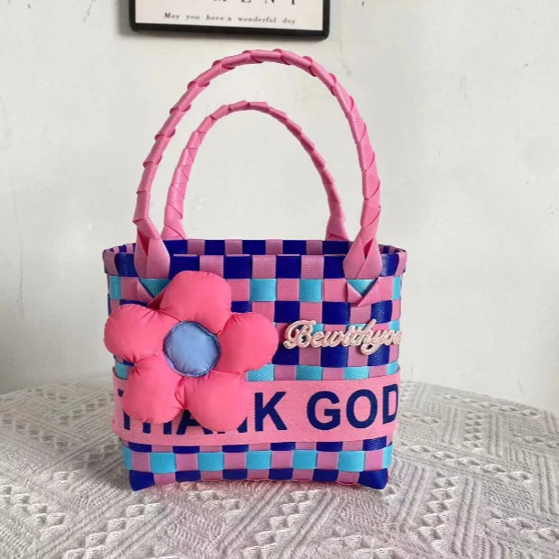 夏季花朵韩版成品时尚手工编织伴手礼包生日礼品包外出手提收纳包