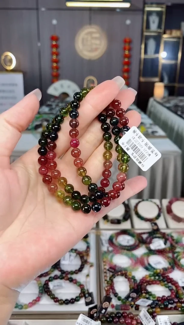 收藏级老矿碧玺三圈手串6mm+未镶嵌碧玺 hon多样性发货一条