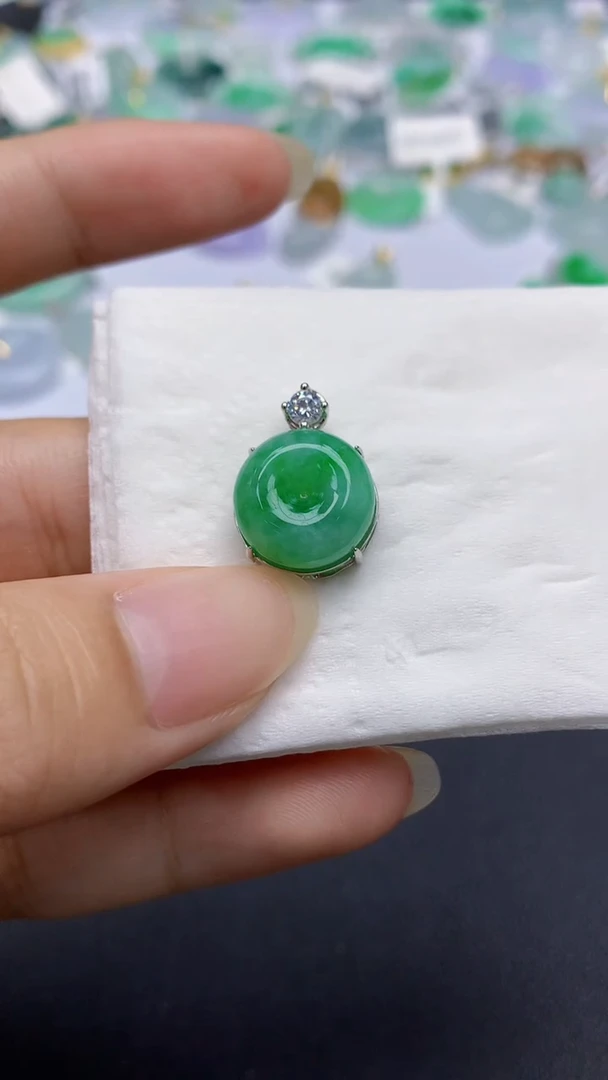 翡翠银S925镶嵌颈饰天然缅甸a货翡翠百元以上9元证书费自理