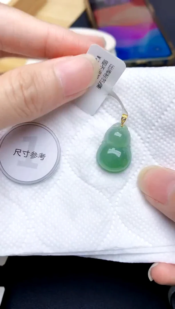 颈饰18K金镶嵌翡翠天然A货翡翠