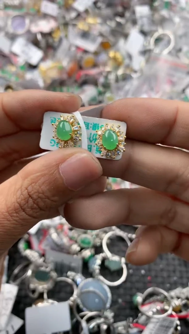 银S925镶嵌戒指翡翠13                9