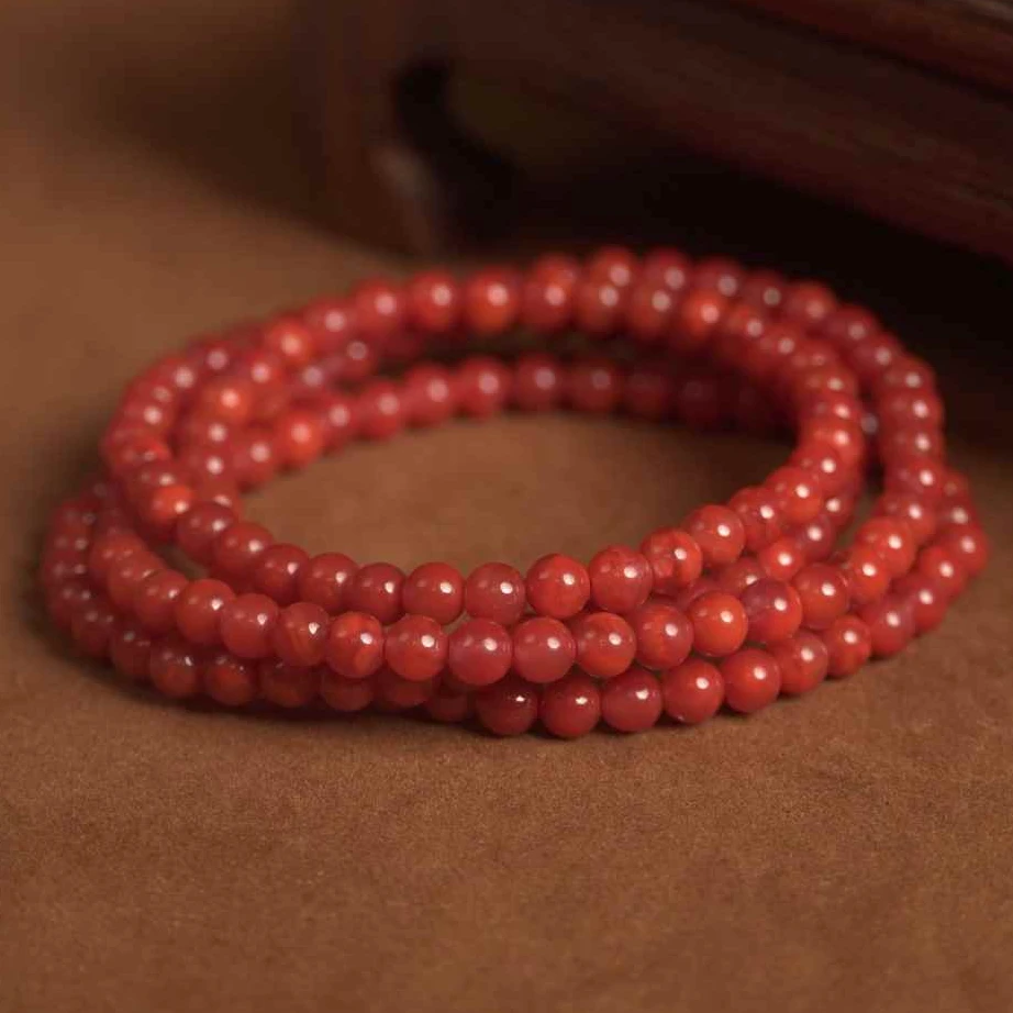 冰飘多圈5mm天然原矿凉山南红手串S681545（多样性发其一）