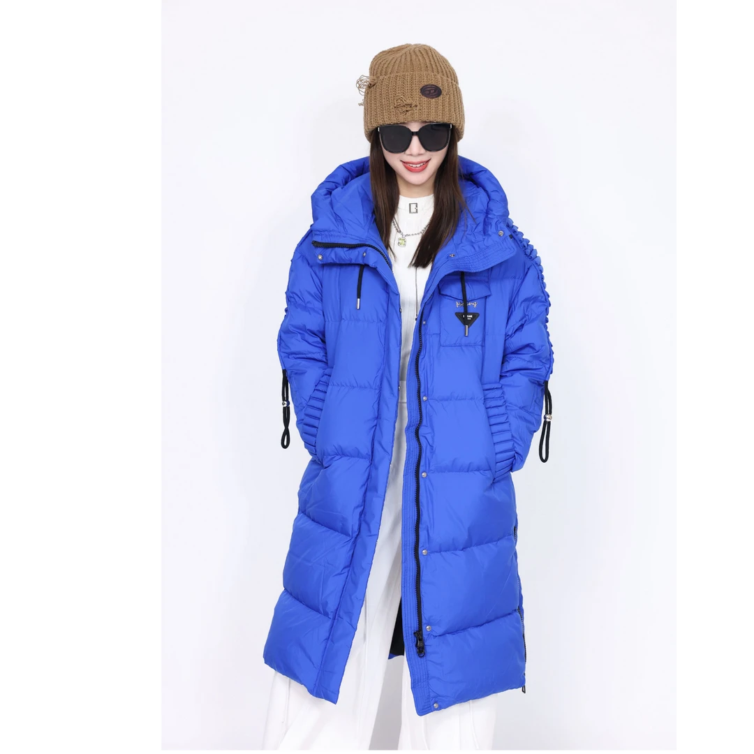 Auuuu/MasiliEr 克莱因蓝时尚连帽保暖羽绒服G24SS1B0054