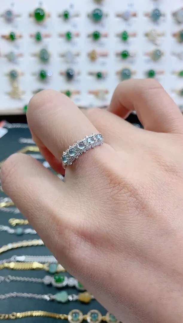 银S925镶嵌戒指翡翠天然翡翠