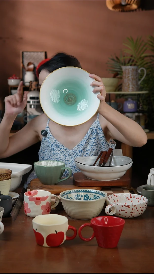 瓷片大号8寸窑变绿星空麻点碗 微瑕 凑满20发货
